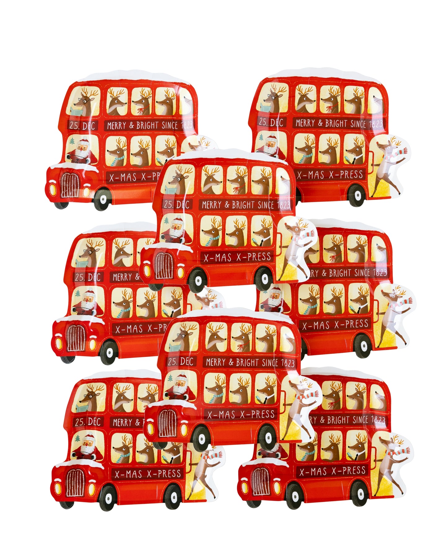 Dear Rudolph Bus Shaped Paper Plate.