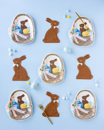 Chocolate Bunny Shaped Paper Dinner Napkin