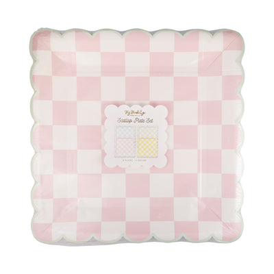 Checked Square Scallop Plate Set