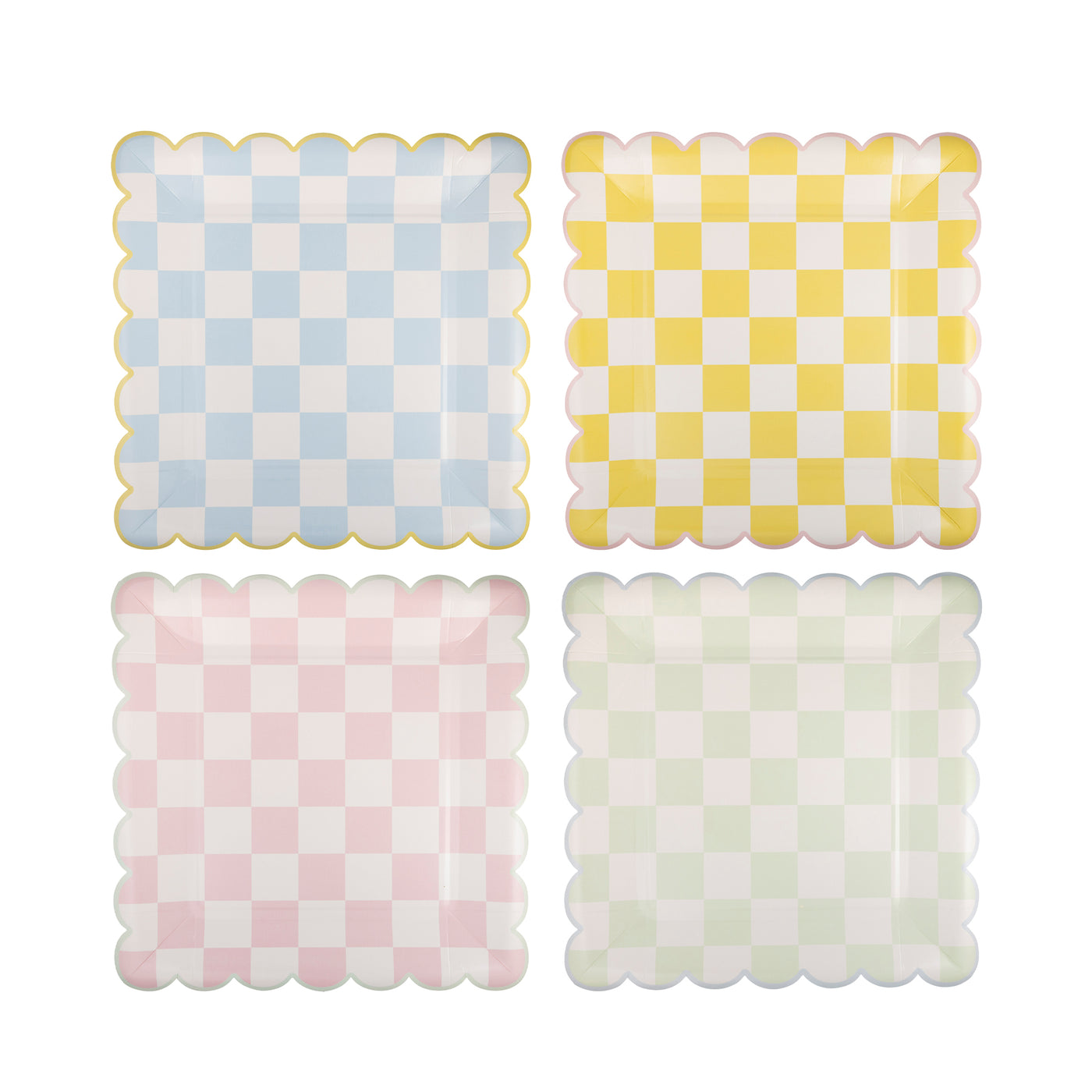 Checked Square Scallop Plate Set