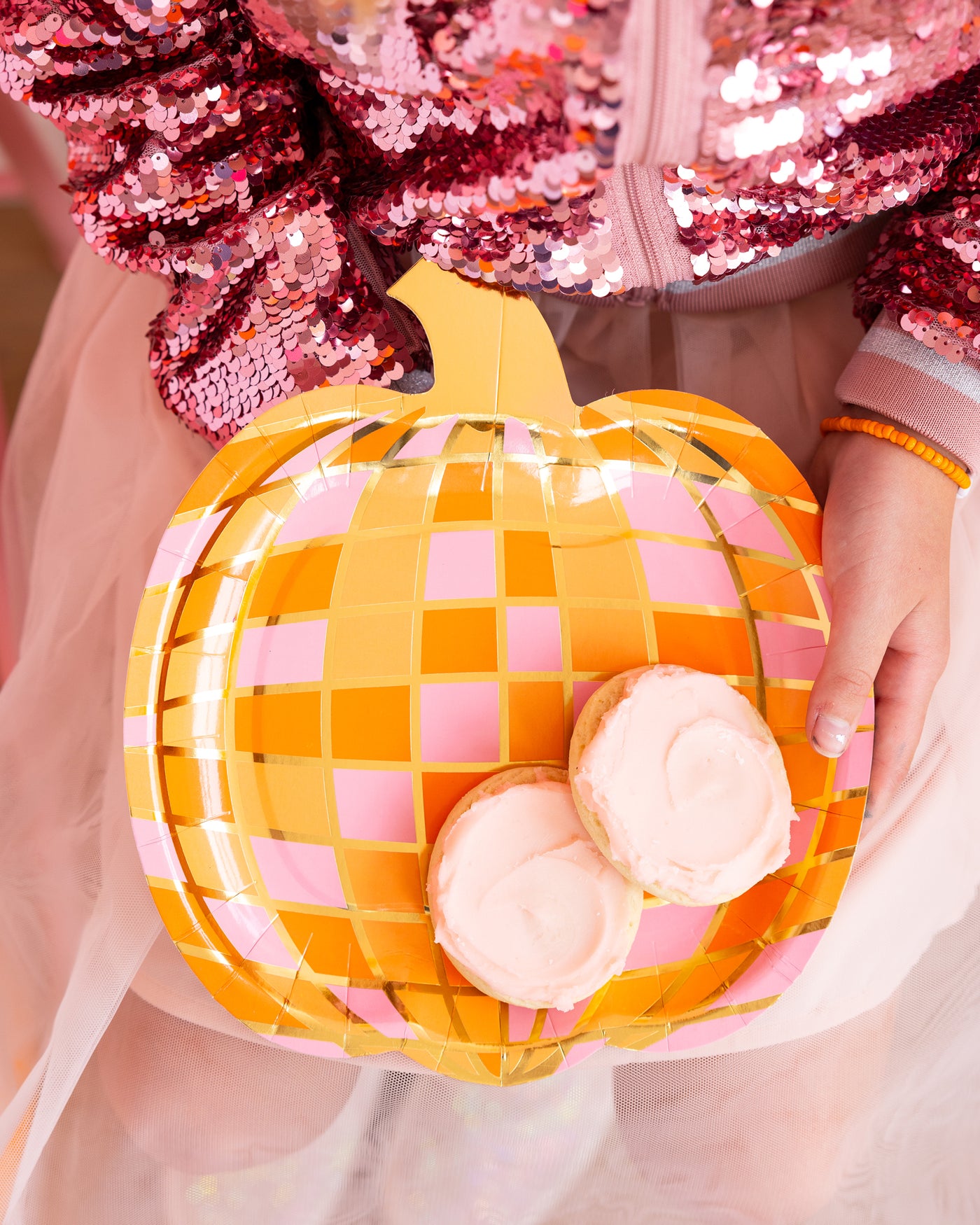 Disco Pumpkin Shaped Paper Plate