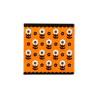 Folk Halloween Floral Paper Cocktail Napkin