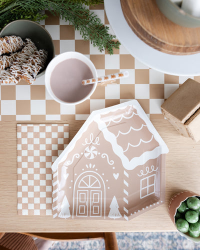 Gingerbread Checked Dinner Napkin