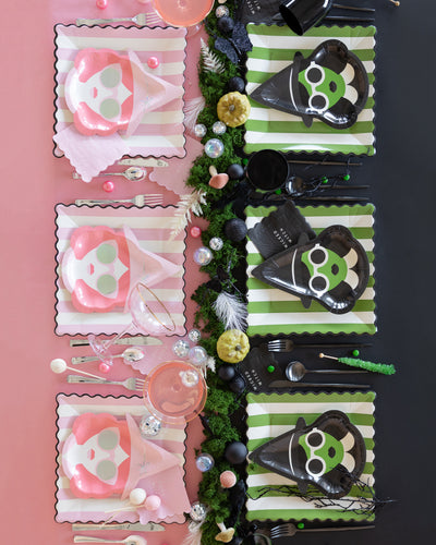 Green Stripe Pink Stripe 11" Plate Set