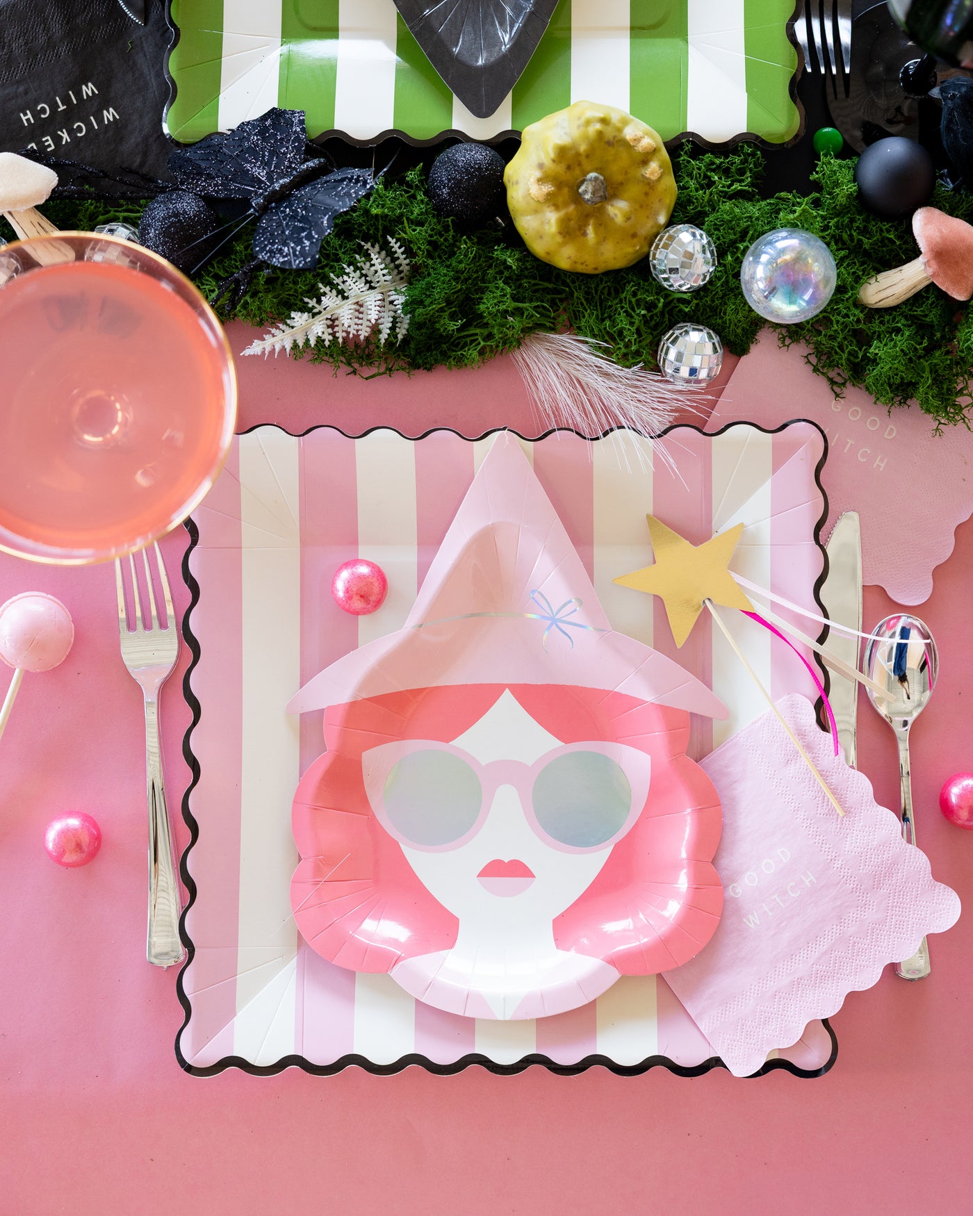 Green Stripe Pink Stripe 11" Plate Set