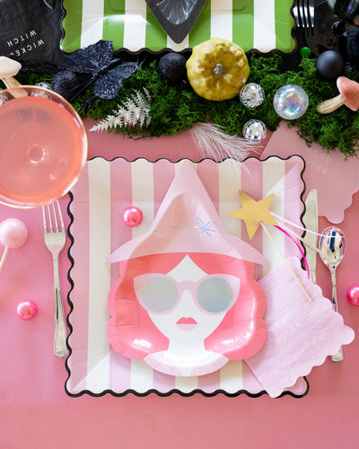 Green Stripe Pink Stripe 11" Plate Set