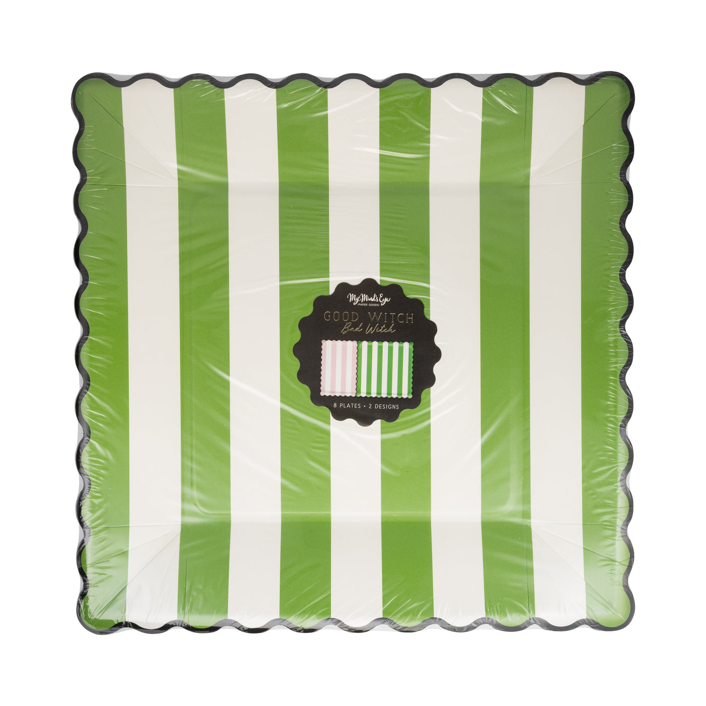 Green Stripe Pink Stripe 11" Plate Set