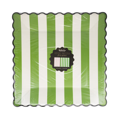 Green Stripe Pink Stripe 11" Plate Set