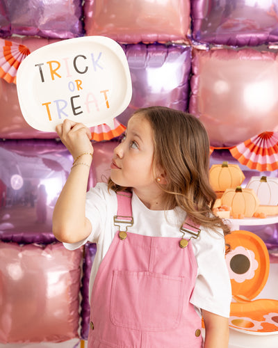 Trick or Treat Word Bubble Shaped Paper Plate