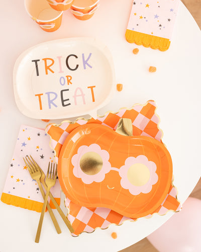 Pink & Orange Checkered 11" Paper Plate