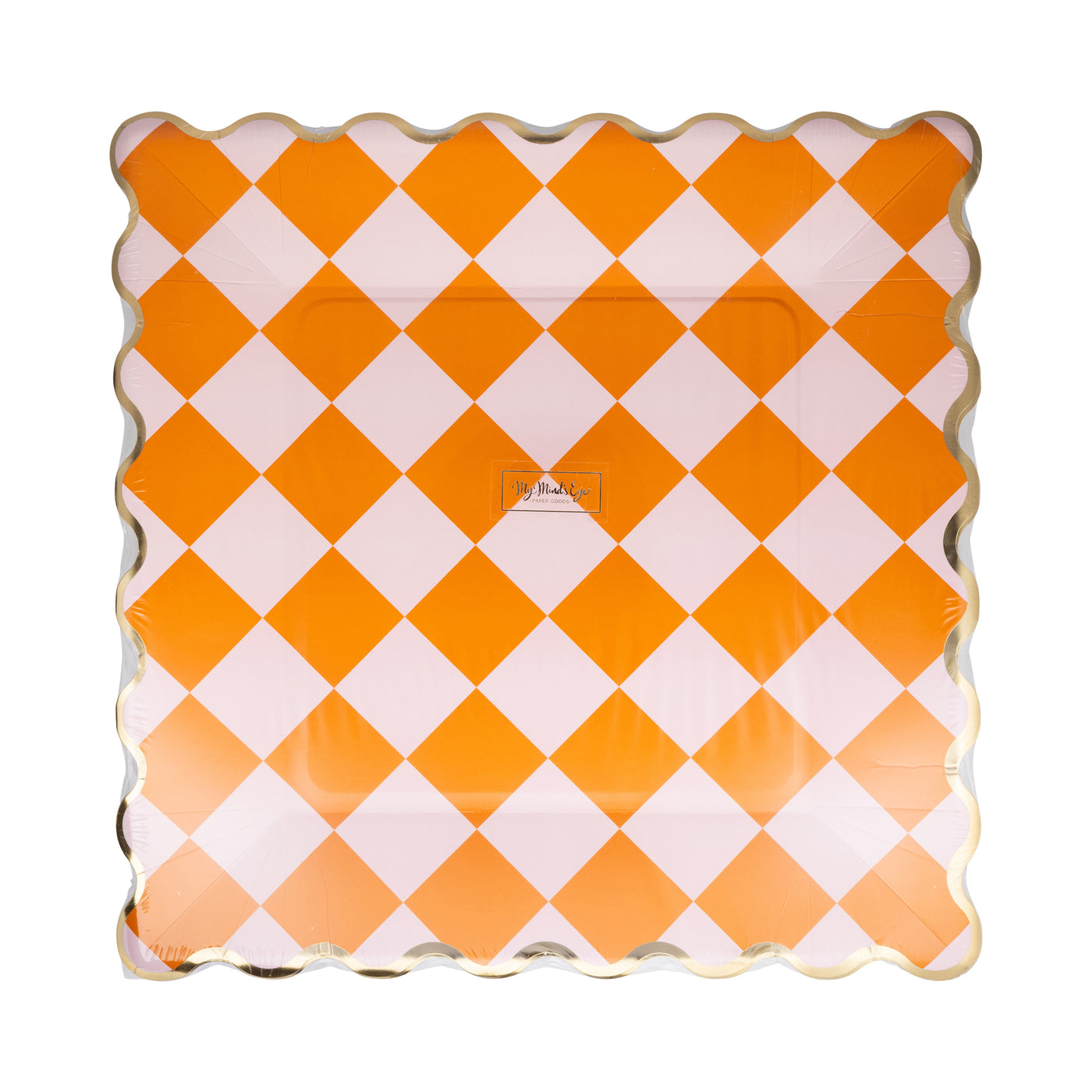Pink & Orange Checkered 11" Paper Plate