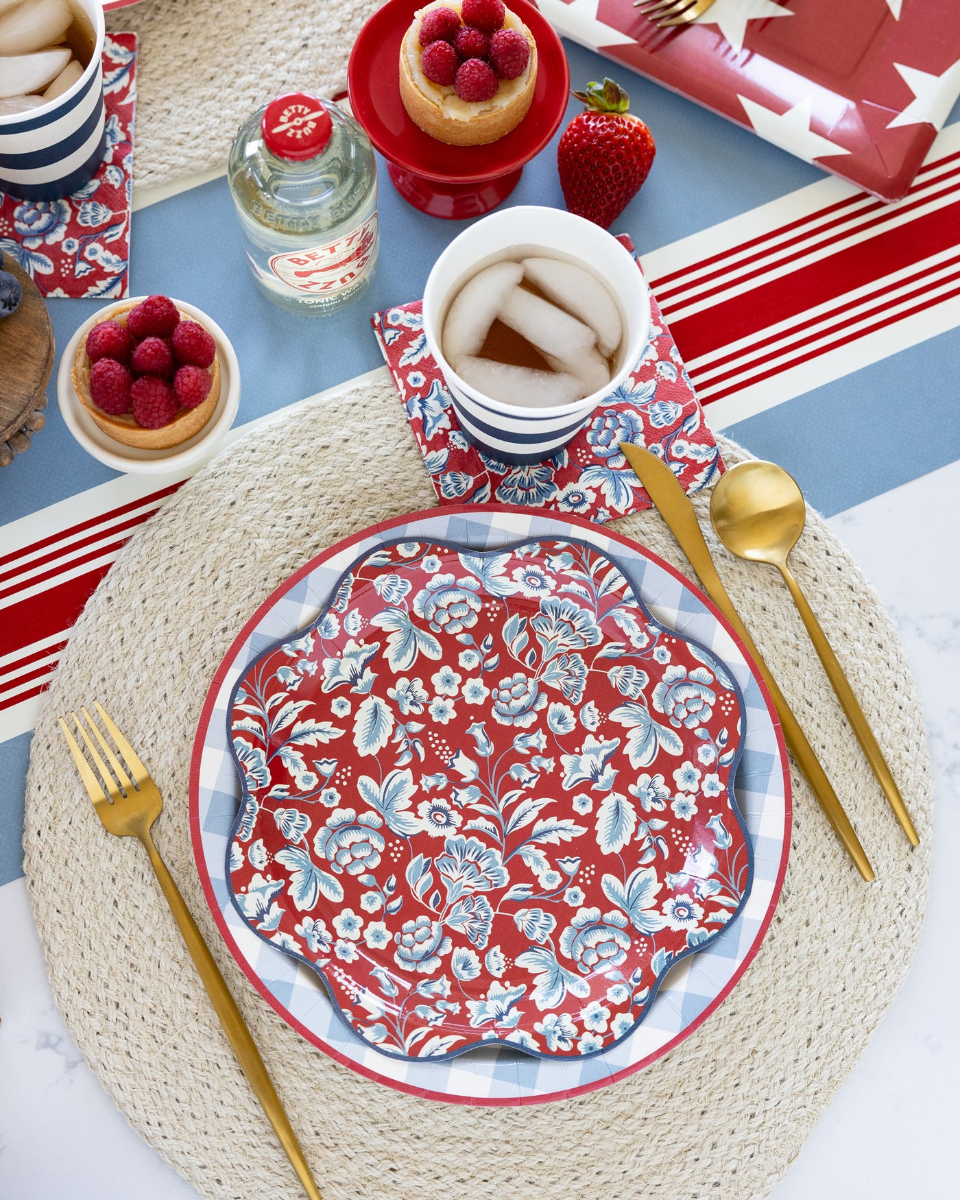 Hamptons Chambray Gingham Paper Plate