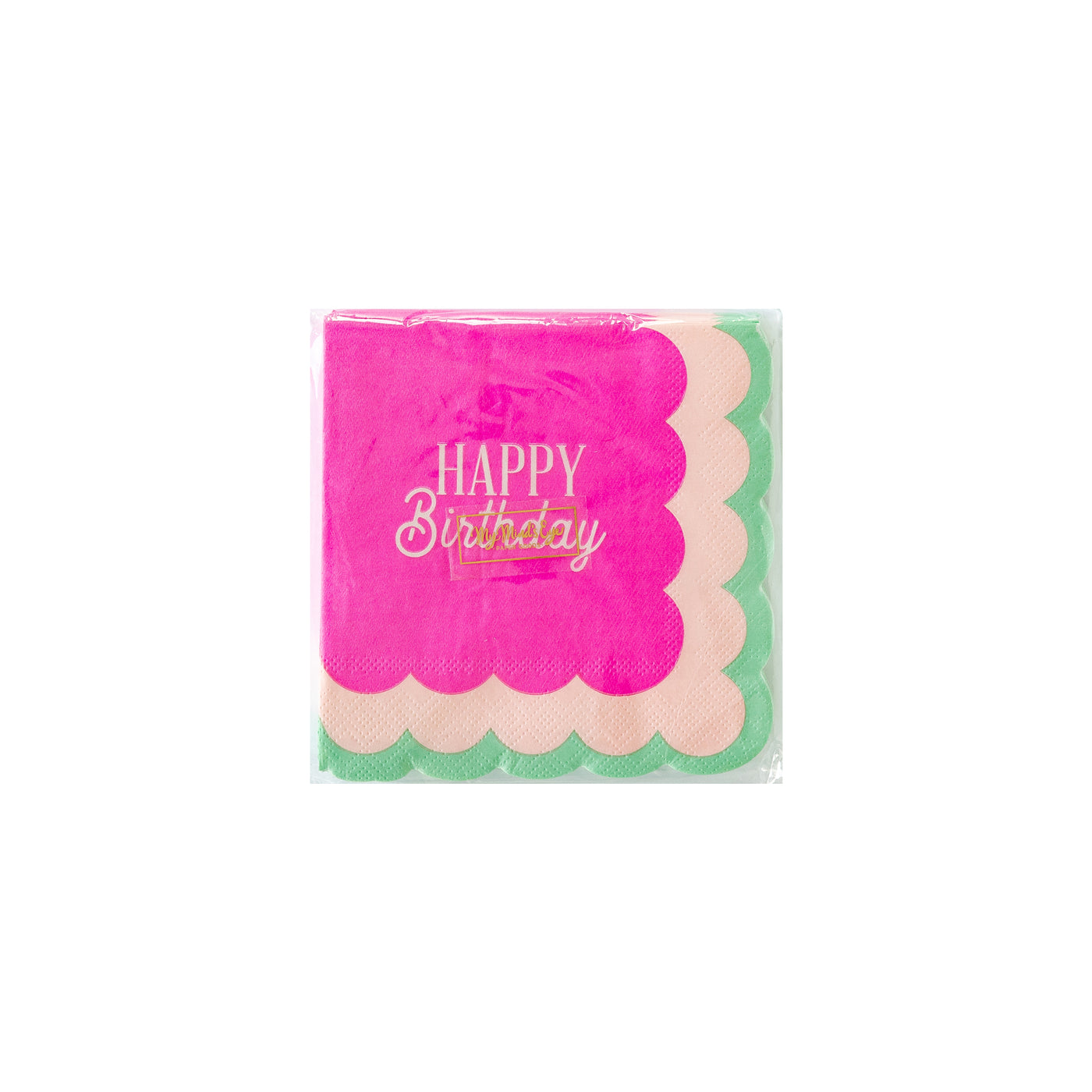 Pink Happy Birthday Cocktail Napkin