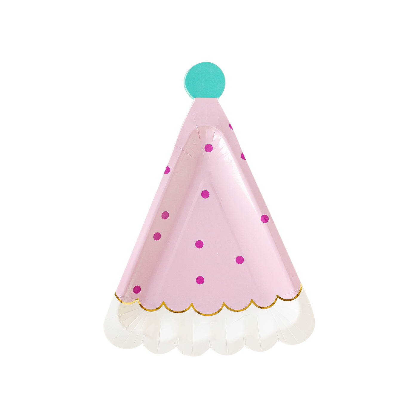 Pink Happy Birthday Hat Shaped Plate
