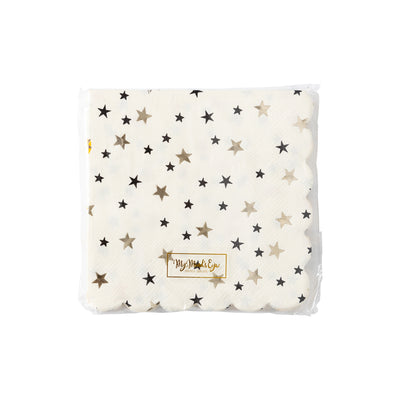 Black and Gold Star Paper Napkin