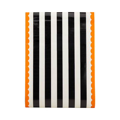 Orange and Black Striped Paper Table Runner