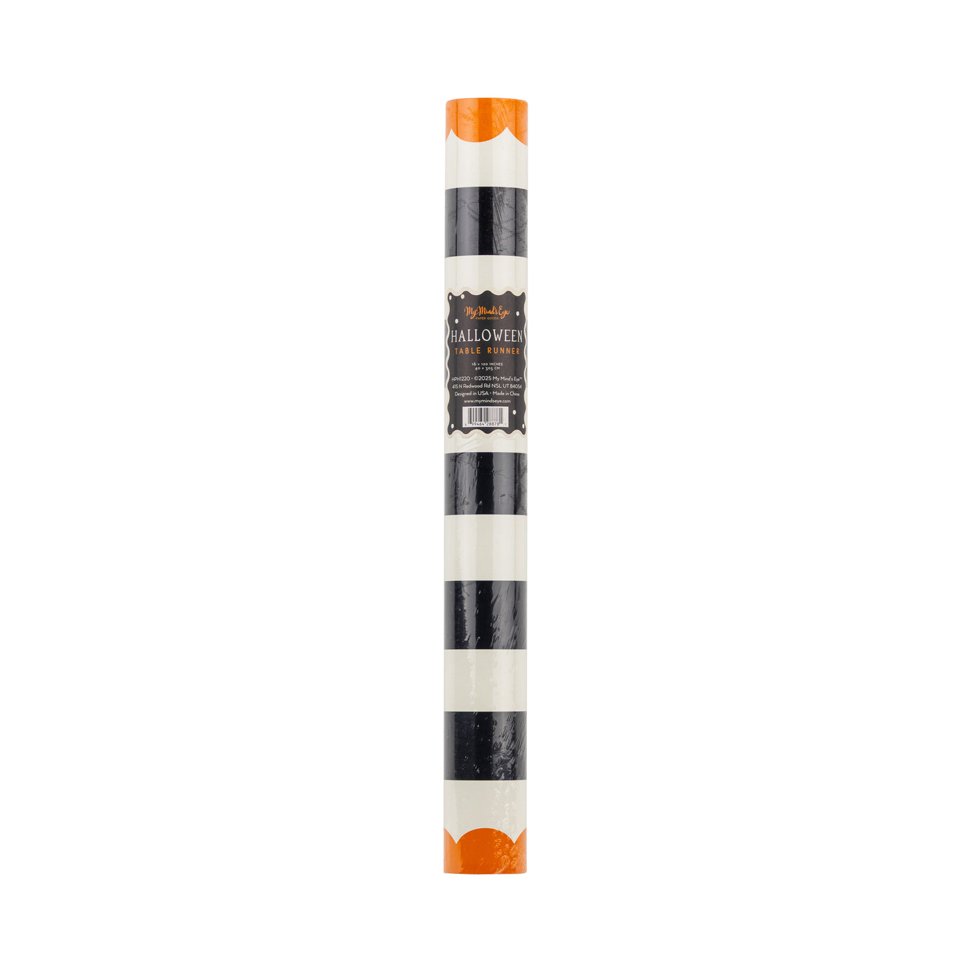 Orange and Black Striped Paper Table Runner