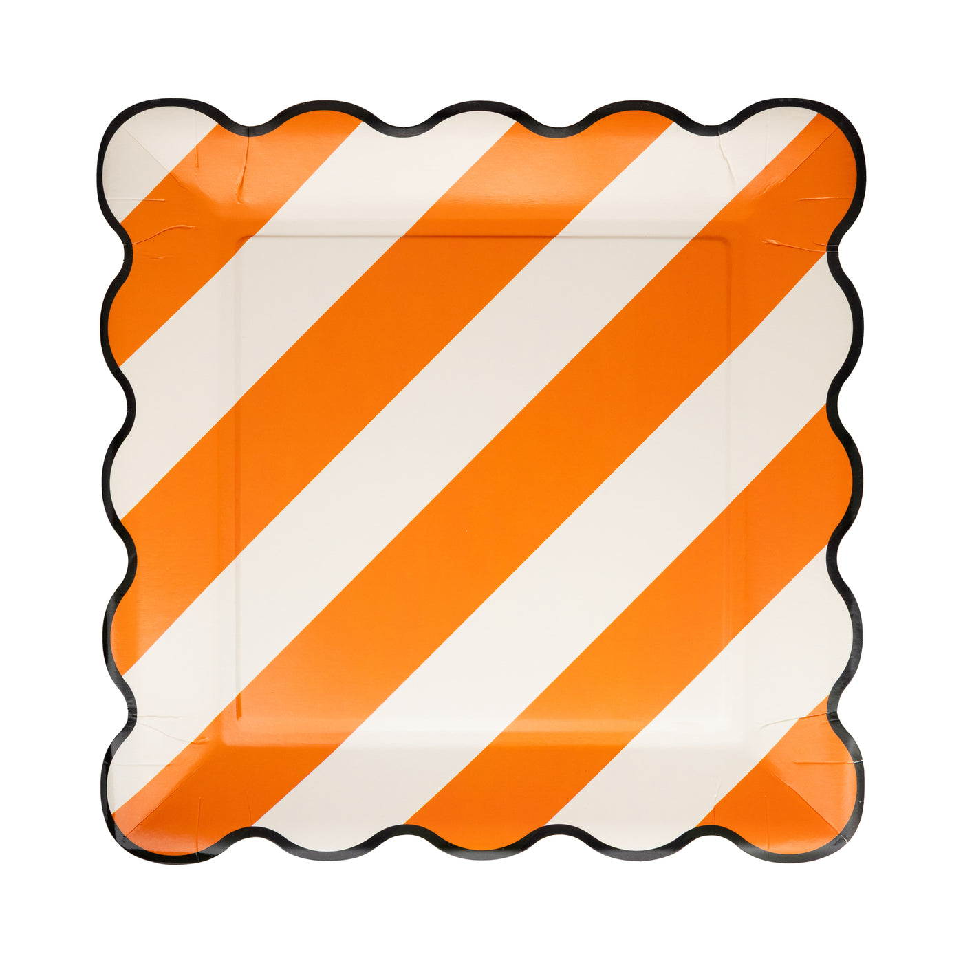 Orange and Black Striped 10" Paper Plate Set