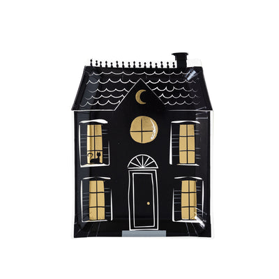 Haunted Village Haunted House Shaped Paper Plate