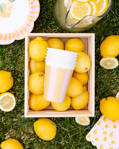 Yellow & Pink Striped Party Cup