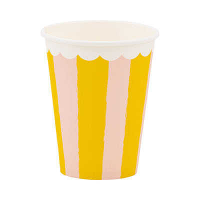 Yellow & Pink Striped Party Cup