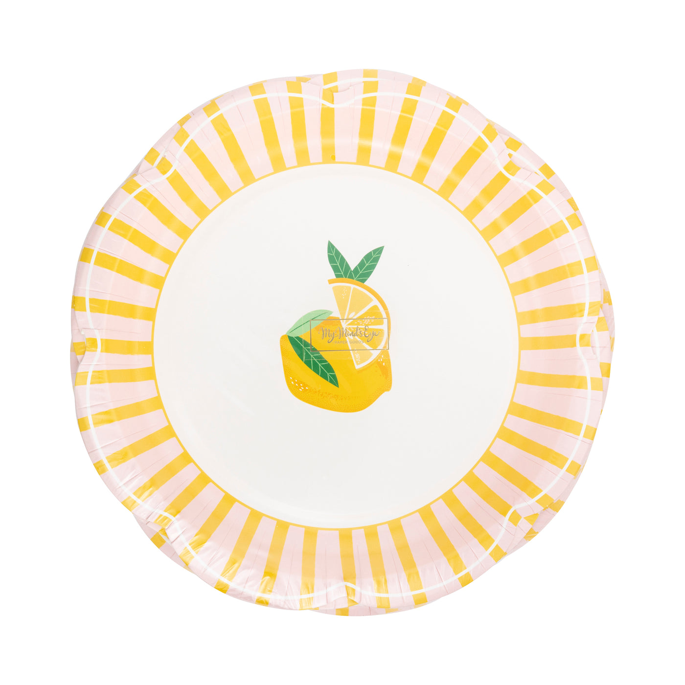 Yellow & Pink Striped Scallops Plate