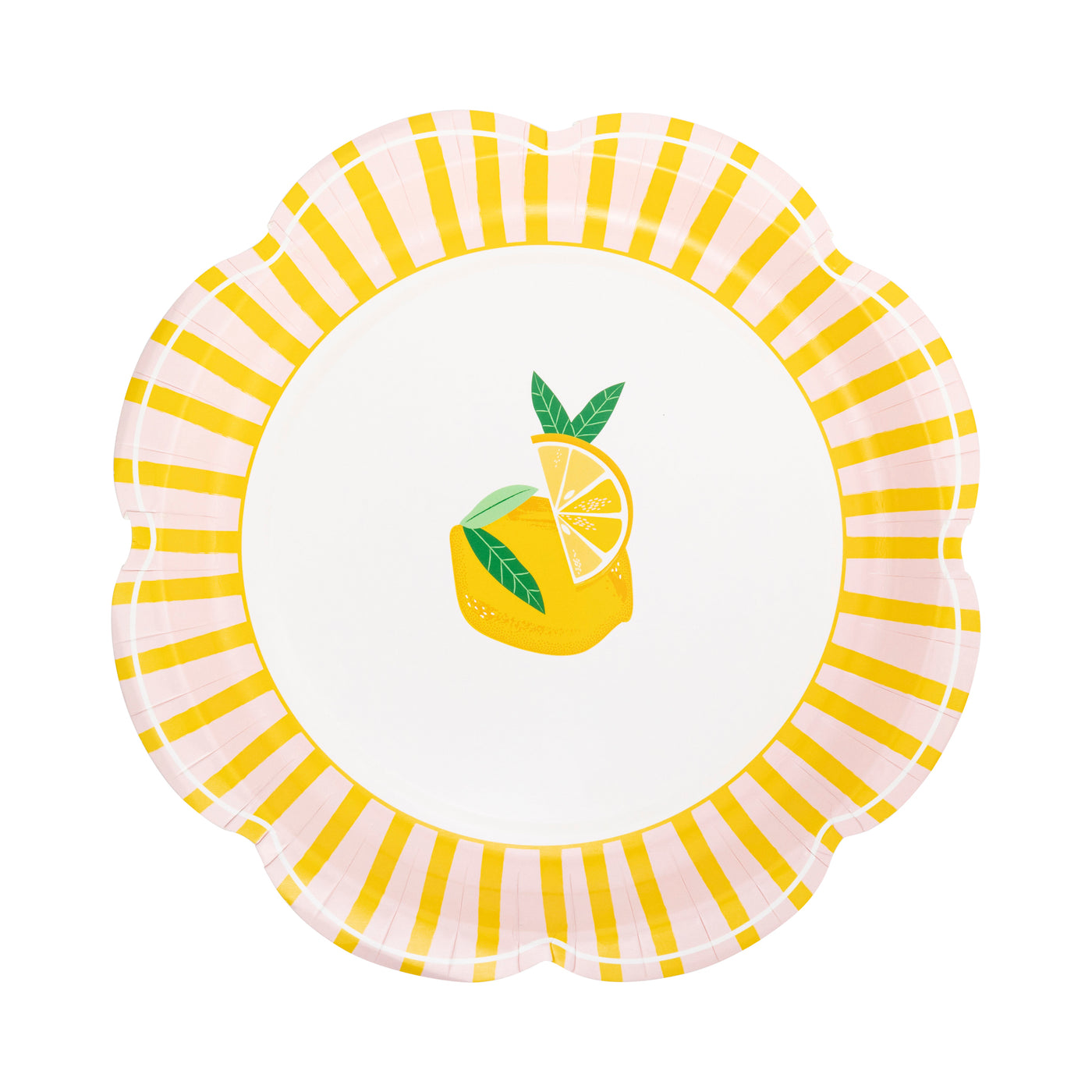 Yellow & Pink Striped Scallops Plate