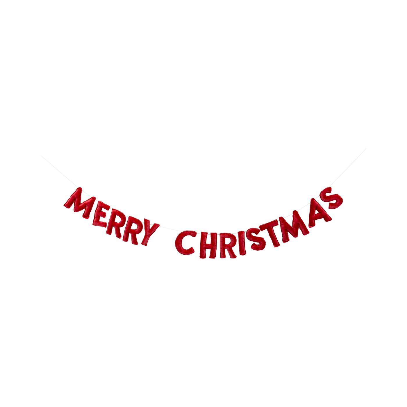 Puffy Red Velvet Merry Christmas Banner