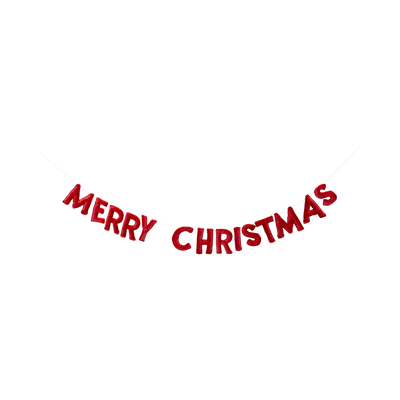 Puffy Red Velvet Merry Christmas Banner