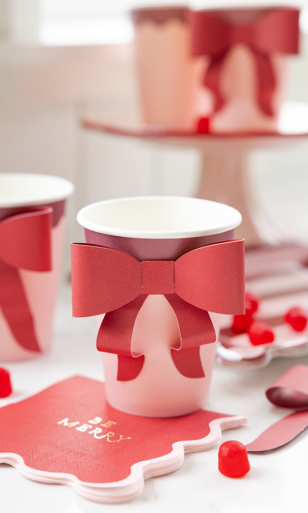 Red and Pink Cup with Bow
