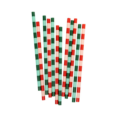 Red and Pink & Green and Mint Straw Set