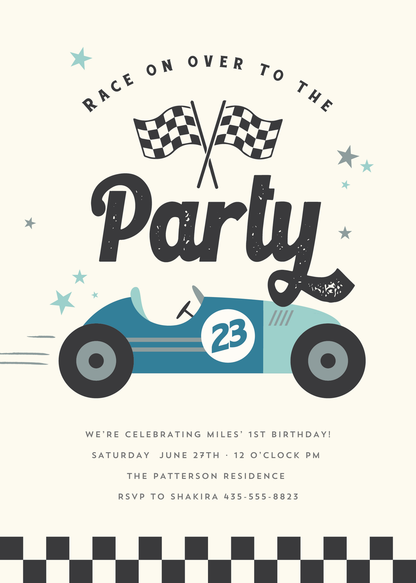 Free customizable race car birthday party invitation template