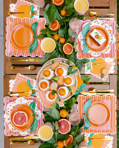 Orange & Pink Striped Cocktail Napkin