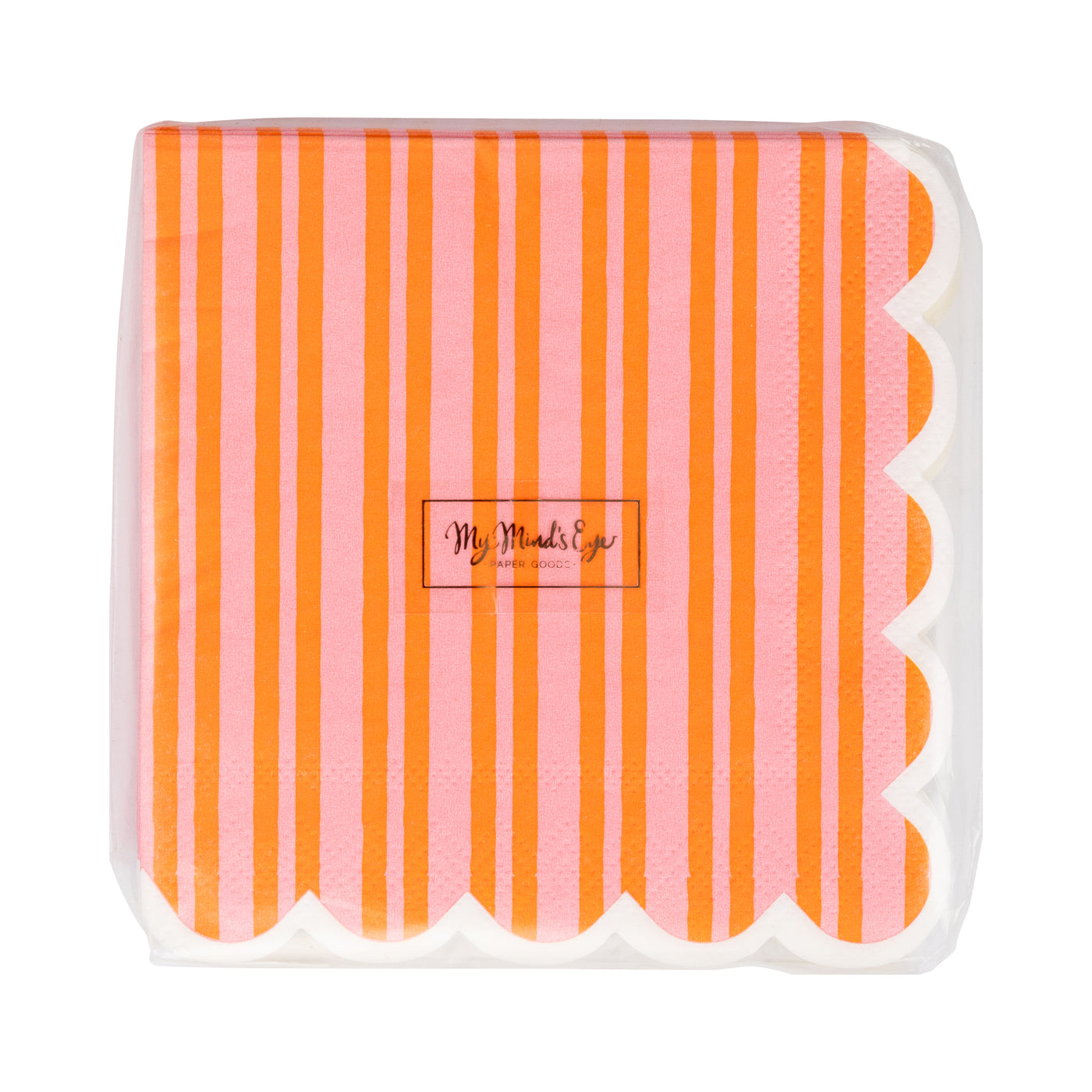 Orange & Pink Striped Cocktail Napkin