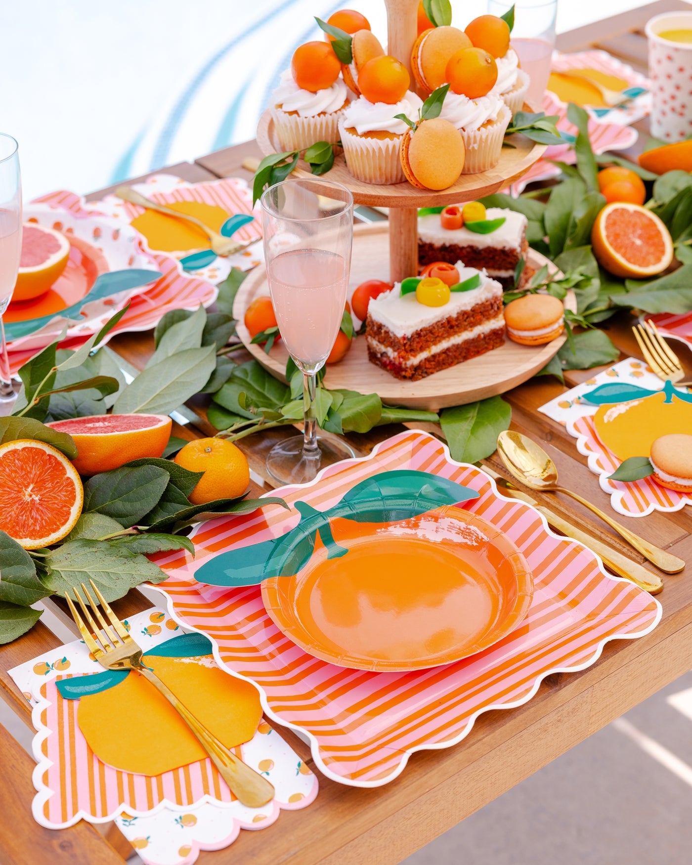Orange & Pink Striped Plate