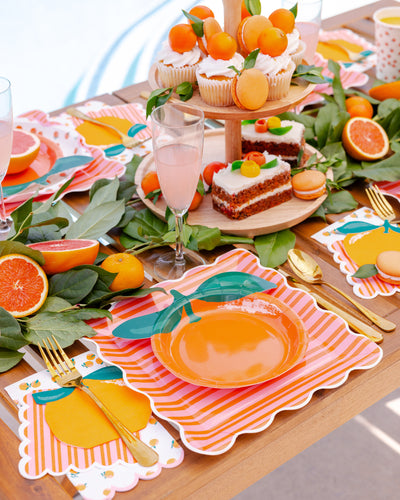 Orange & Pink Striped Plate