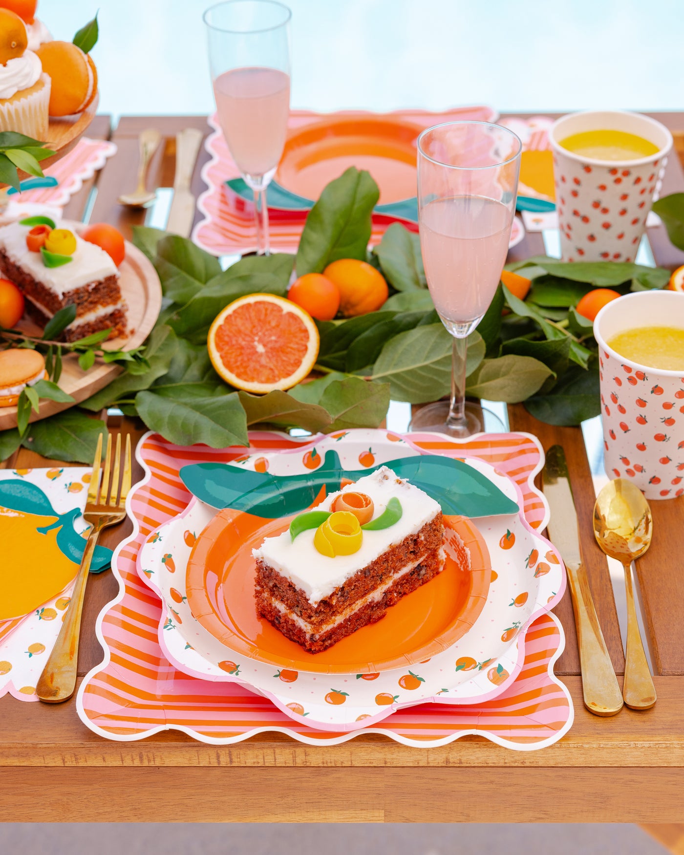 Orange & Pink Striped Plate