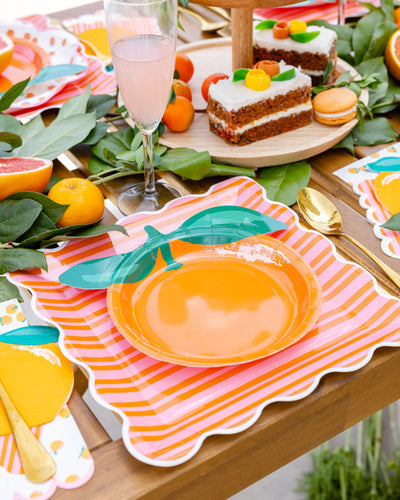 Orange & Pink Striped Plate