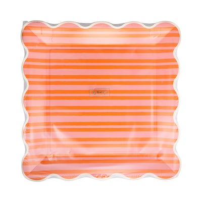 Orange & Pink Striped Plate