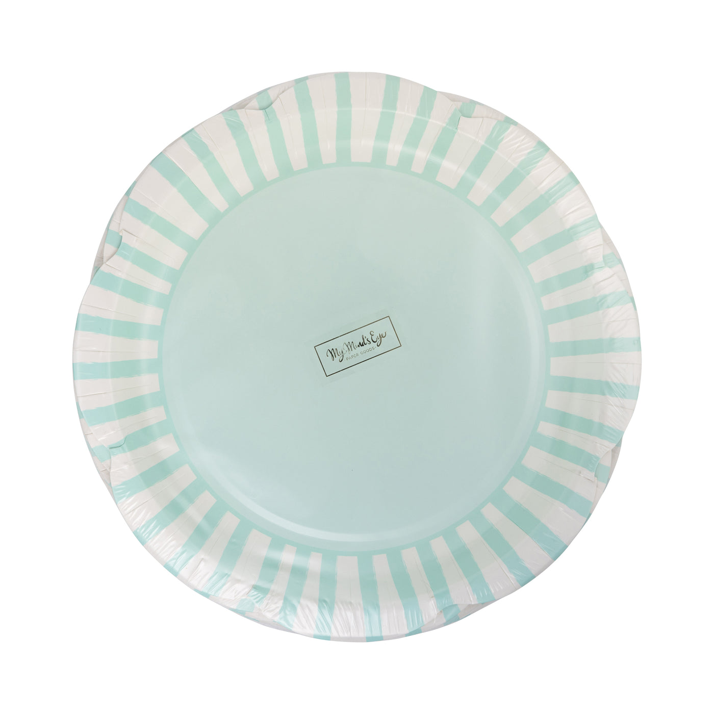 Aqua Striped Scallops 9" Plate