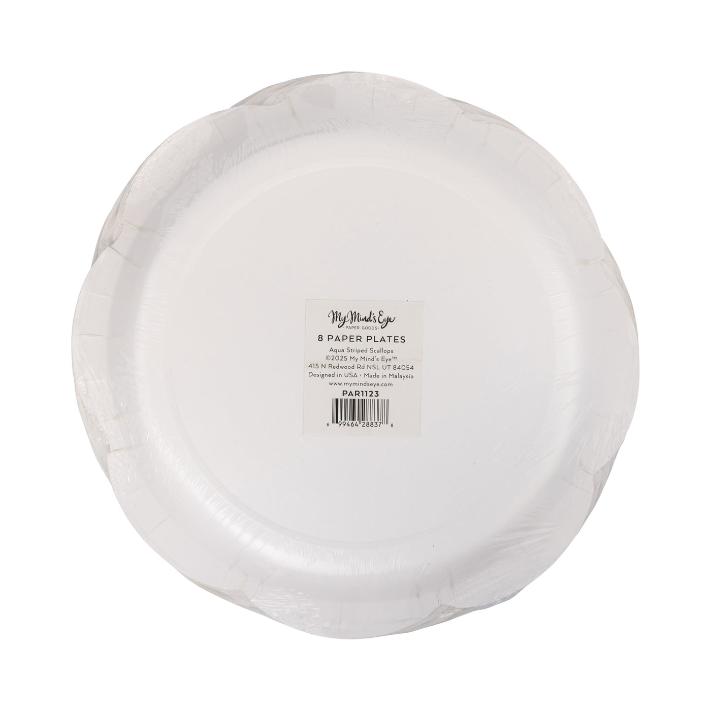 Aqua Striped Scallops 9" Plate