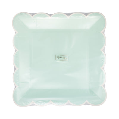 Aqua Scalloped Square 9" Plate