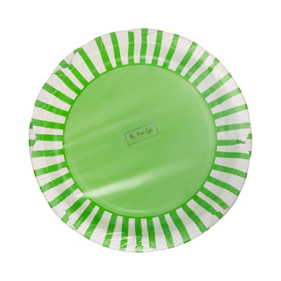 Green Striped Scallops 9" Plate