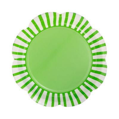 Green Striped Scallops 9" Plate