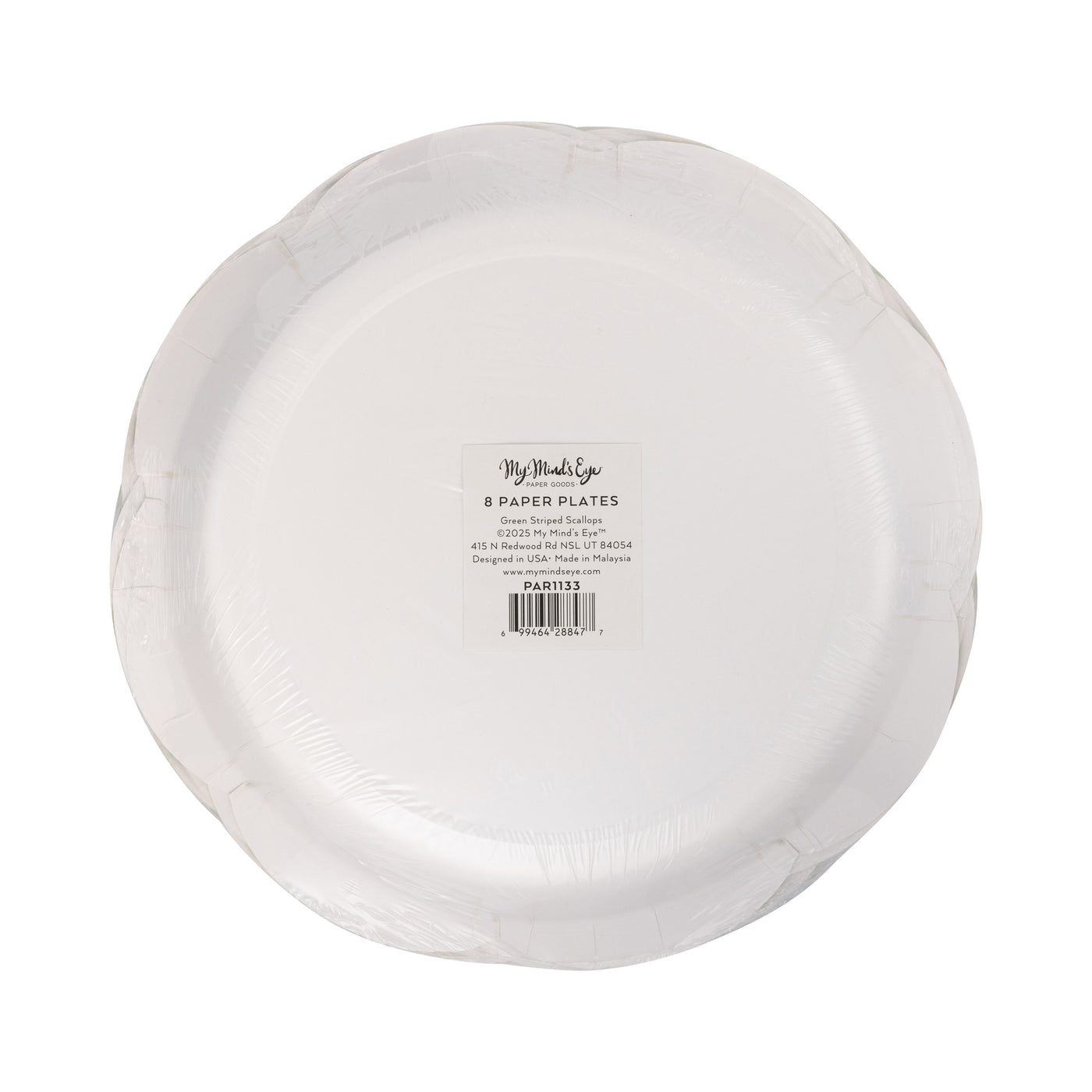 Green Striped Scallops 9" Plate