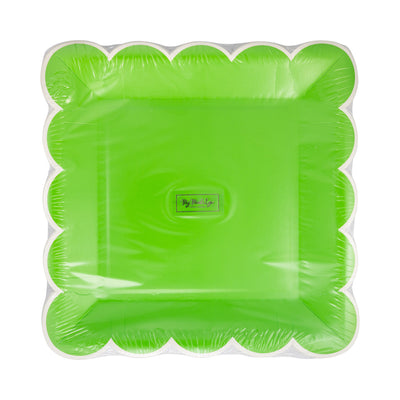 Green Scalloped 9" Square Plate