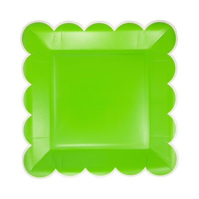 Green Scalloped 9" Square Plate