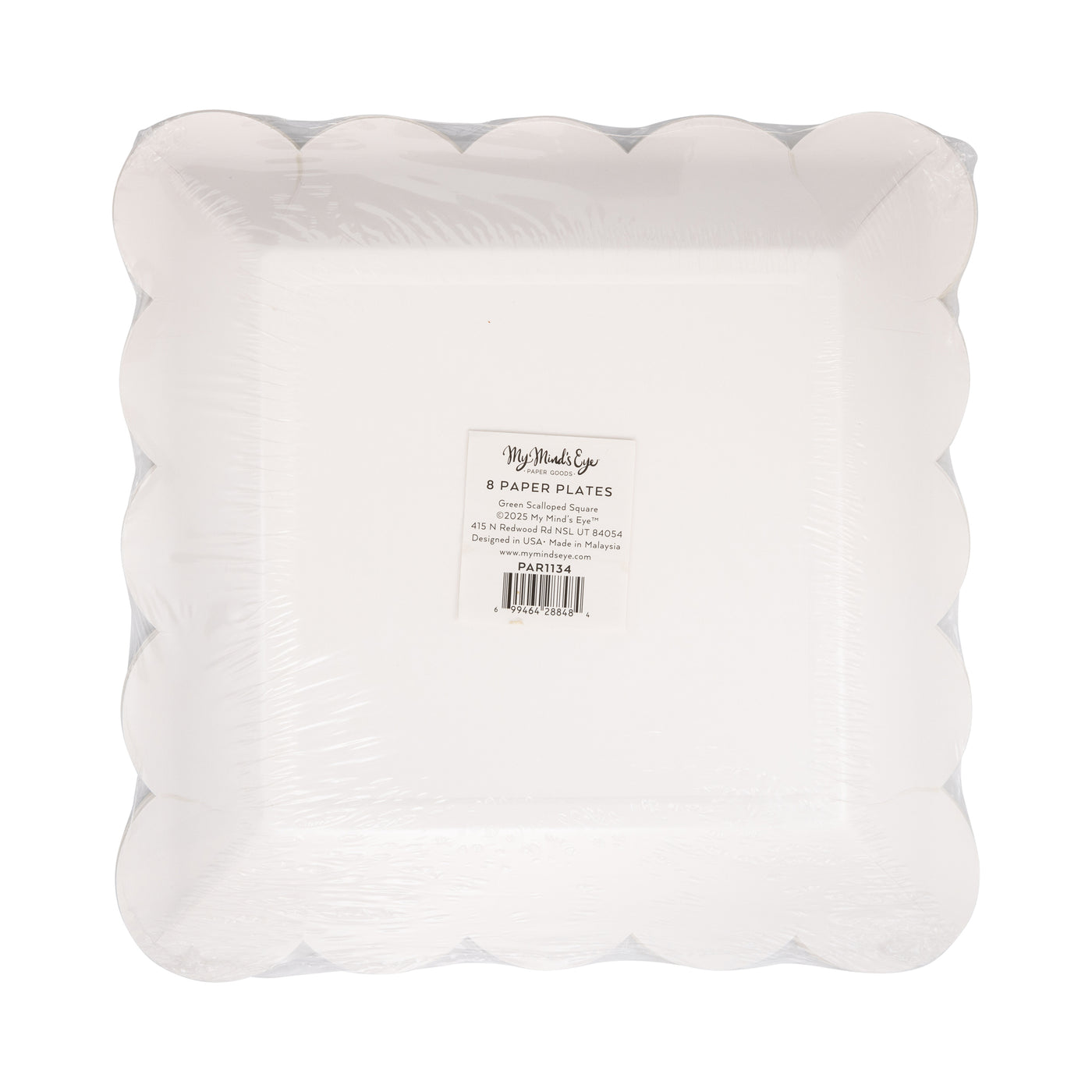 Green Scalloped 9" Square Plate