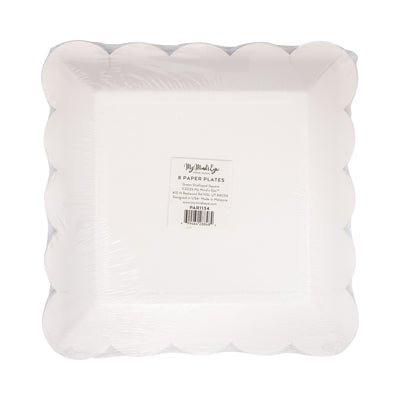 Green Scalloped 9" Square Plate