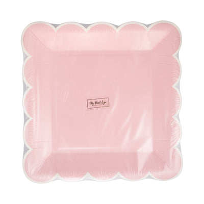 Pink Scalloped 9" Square Plate